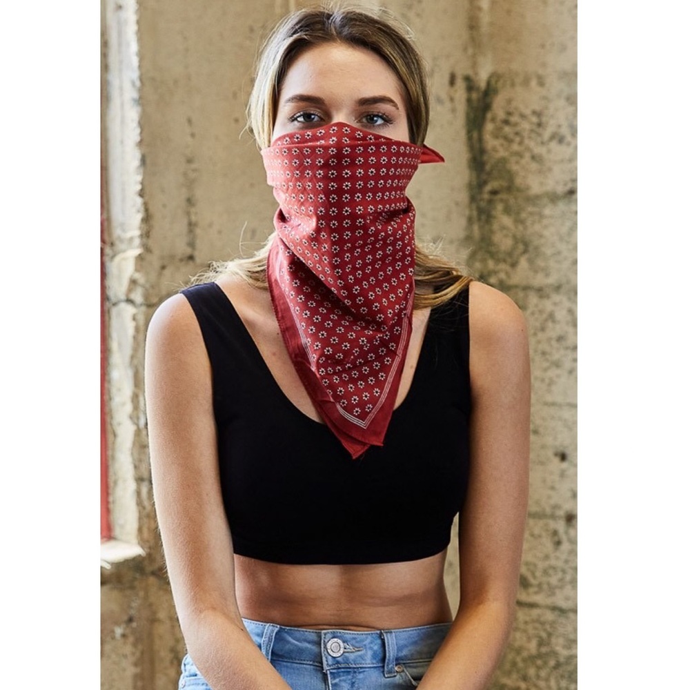 100% Cotton Daisy Floral Bandana Face Mask - Picture 2 of 4